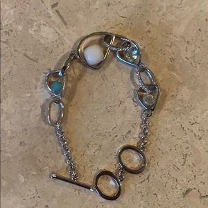 Swarovski silver link bracelet w/stones 7 1/4”